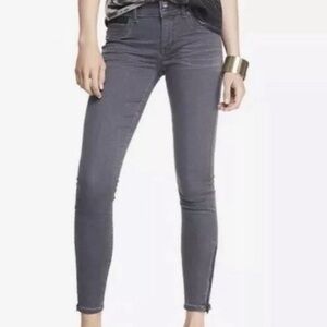 Express Gray Ankle Zip Stella Low Rise Skinny Jeans, Size 12